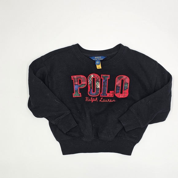 Polo Ralph Lauren Other - Polo Ralph Lauren Kids Black Plaid Logo Sweatshirt Size 5